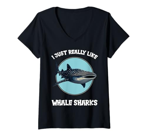 Damen Walhaie Walhai T-Shirt mit V-Ausschnitt Damen Walhaie Walhai T-Shirt mit V-Ausschnitt von Walhaie Walhai Tier Shop