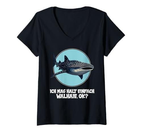 Damen Walhaie Walhai T-Shirt mit V-Ausschnitt Damen Walhaie Walhai T-Shirt mit V-Ausschnitt von Walhaie Walhai Tier Shop