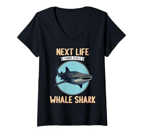 Damen Walhaie Walhai T-Shirt mit V-Ausschnitt Damen Walhaie Walhai T-Shirt mit V-Ausschnitt von Walhaie Walhai Tier Shop