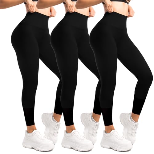 Walifrey 3er Pack Leggings Damen，High Waist Blickdicht Sportleggins Schwarz für Fitnessstudio SM von Walifrey