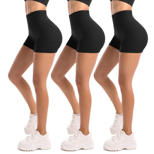 Walifrey High Waist Black Shorts for Women，Gym Shorts for Women Cycling Running Workout 3 Pack XXL von Walifrey