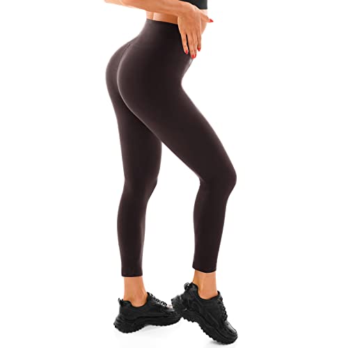 Walifrey Leggings Damen, High Waist Leggings für Damen Opak Braun Leggings für Sport Gym Yoga LXL von Walifrey