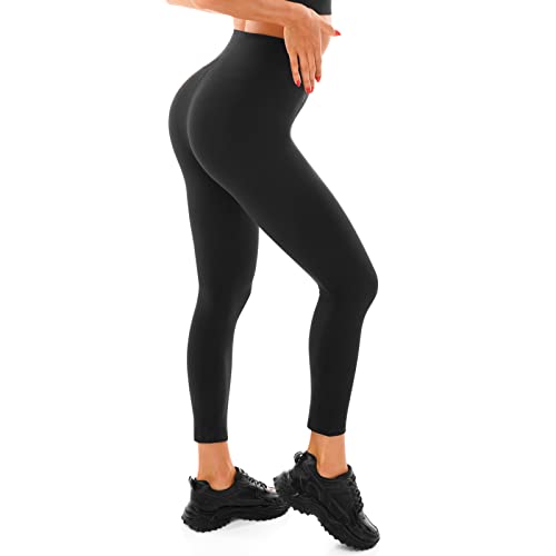 Walifrey Leggings Damen, High Waist Leggings für Damen Opak Leggings 1 Packung Schwarz LXL von Walifrey