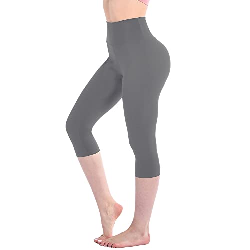 Walifrey Leggings Damen High Waist, 3/4 Leggings Blickdicht Graue für Sport Gym Yoga LXL von Walifrey