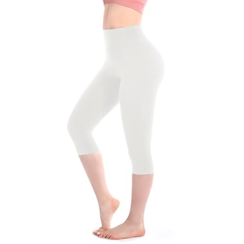 Walifrey Leggings Damen High Waist, 3/4 Leggings Blickdicht weiße für Sport Gym Yoga LXL von Walifrey