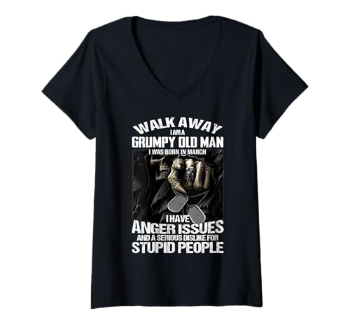 Damen GEH Weg Ich Bin EIN mürrischer Alter Mann Ich wurde im März geboren T-Shirt mit V-Ausschnitt Damen GEH Weg Ich Bin EIN mürrischer Alter Mann Ich wurde im März geboren T-Shirt mit V-Ausschnitt von Walk Away I Am A Grumpy Old Man Funny