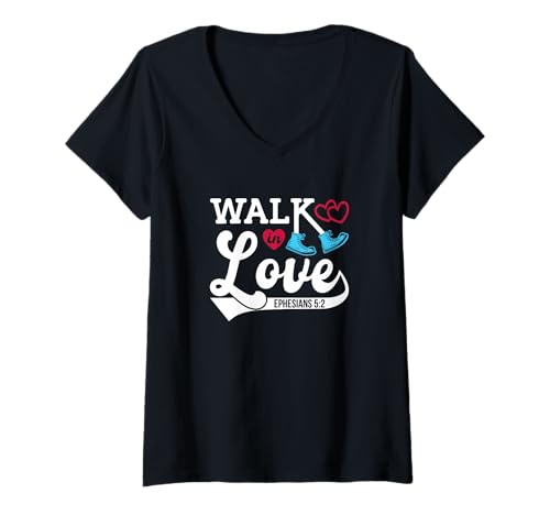 Damen Walk in Love, Frauen und Jugend T-Shirt mit V-Ausschnitt Damen Walk in Love, Frauen und Jugend T-Shirt mit V-Ausschnitt von Walk in Love | Christian Faith