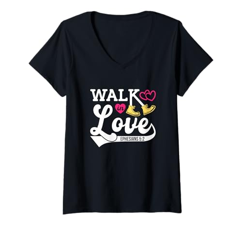 Damen Walk in Love, Frauen und Jugend T-Shirt mit V-Ausschnitt Damen Walk in Love, Frauen und Jugend T-Shirt mit V-Ausschnitt von Walk in Love | Love