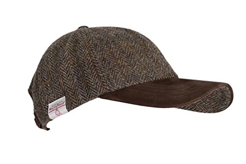 WALKER AND HAWKES Brungton - Basecap aus Harris-Tweed - Schirm aus Leder - Dunkelgrau - Einheitsgröße von WALKER AND HAWKES