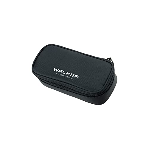 Walker 49113-380 - Schlamperbox "All Black", Federmappe mit geräumigem Hauptfach, doppelseitiger Trennwand mit 20 Stiftfächern, Zippfach und robustem Reißverschluss von Walker