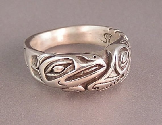 sterling Silber Raben Und Wolf Ring sterling Silber Raben Und Wolf Ring von WalkerGoldsmiths