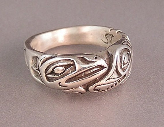 sterling Silber Raben Und Wolf Ring von WalkerGoldsmiths