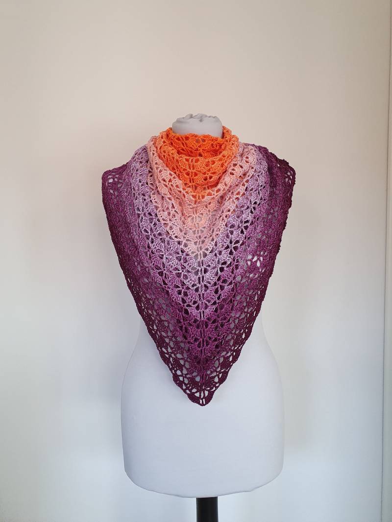 Dreieckstuch Gehäkelt, Schultertuch Mit Farbverlauf, Baumwolle, Polyacryl, Ganzjährig von WalkersWunderWerke