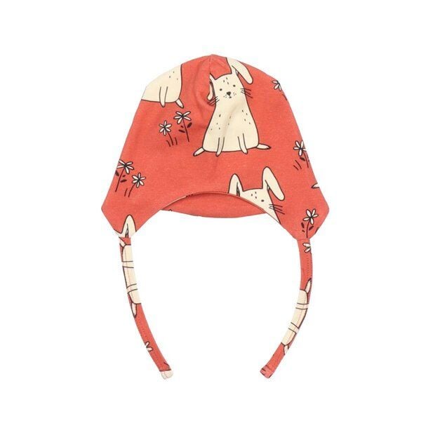 Baby Mütze „Tiny Rabbits“ aus Bio-Baumwolle in Rot – GOTS-zertifiziert, Walkiddy von Walkiddy