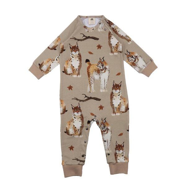 Baby Strampler Langarm Bio Baumwolle - Walkiddy Royal Lynxes Beige, Umweltfreundlich, GOTS-zertifiziert, Bequem, Allergikerfreundlich, Nachhaltig von Walkiddy
