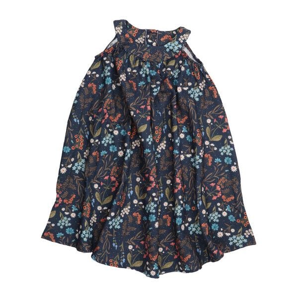 Bio-Baumwolle Floral Night Flared Dress Blau - GOTS-Zertifizierte umweltfreundliche & faire Mode – Walkiddy von Walkiddy