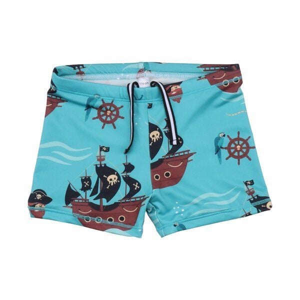Kinder-Badehose Dunkelblau „Pirate Ships“ aus Bio-Baumwolle – GOTS-zertifiziert – Walkiddy von Walkiddy