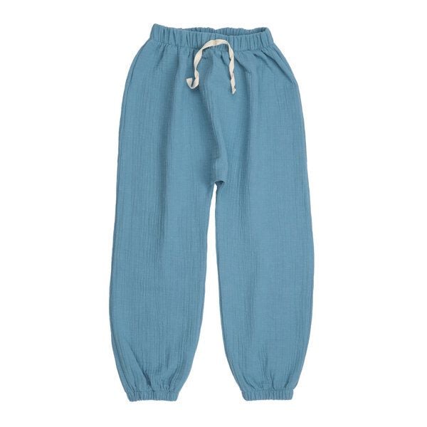 Kinder Baggy Hose GOTS zertifiziert, 95% Bio-Baumwolle, blau, weich, elastisch, bequemer Bund – Walkiddy von Walkiddy