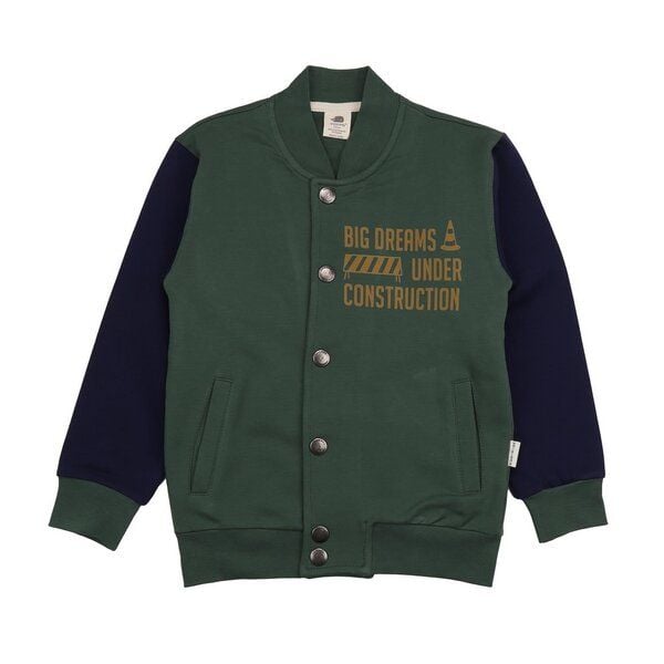 Kinder Bomberjacke GOTS-zertifiziert aus Bio-Baumwolle grün-blau „Crazy Machines“ – Walkiddy von Walkiddy