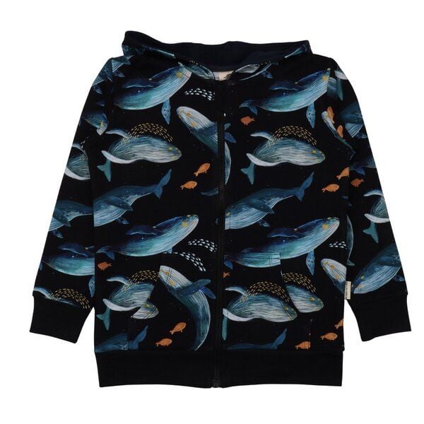 Kinder Kapuzen-Sweatjacke Humpback Whales – Bio-Baumwolle, GOTS-zertifiziert, weiche Hoodie-Jacke von Walkiddy mit Wal-Print, fair & bequem von Walkiddy