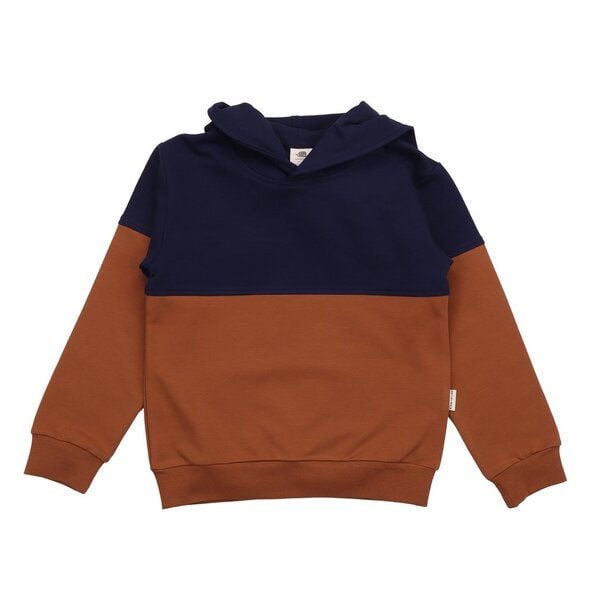 Kinder Kapuzenpullover GOTS-zertifiziert aus Bio-Baumwolle zweifarbig navy-braun – Walkiddy von Walkiddy
