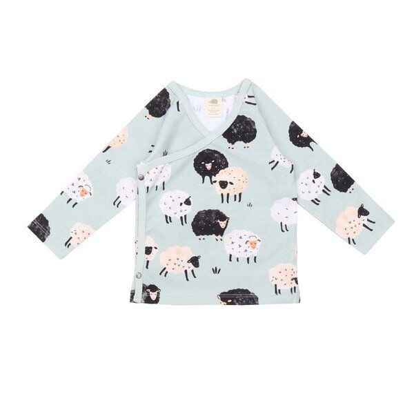 Kinder Langarmshirt Grün „Fluffy Sheeps“ aus GOTS-zertifizierter Bio-Baumwolle – Walkiddy von Walkiddy