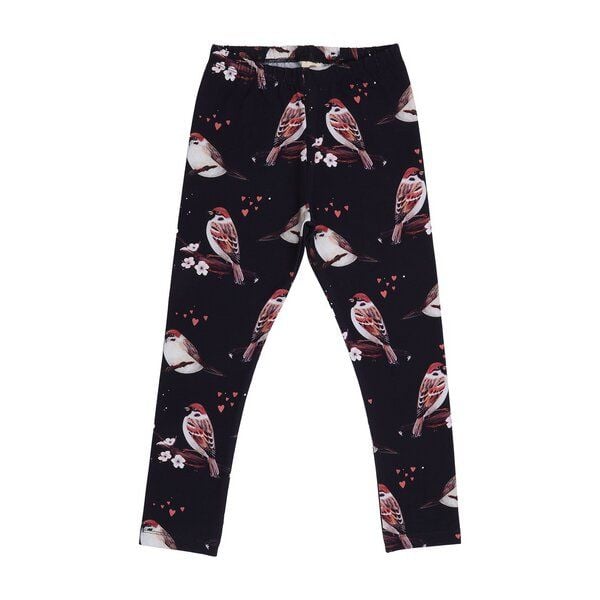 Kinder Leggings GOTS-zertifiziert aus Bio-Baumwolle dunkel mit Spatzen-Motiv – Walkiddy von Walkiddy