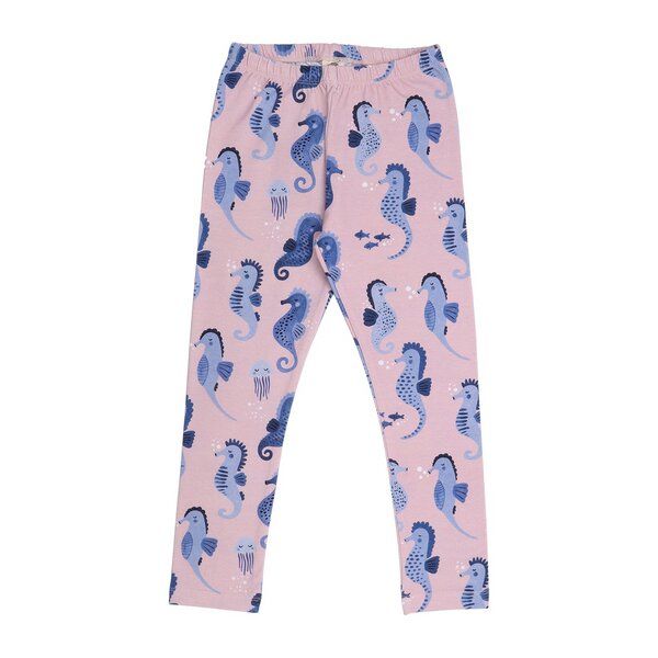Kinder Leggings GOTS-zertifiziert aus Bio-Baumwolle rosa mit blauen Seepferdchen – Walkiddy von Walkiddy