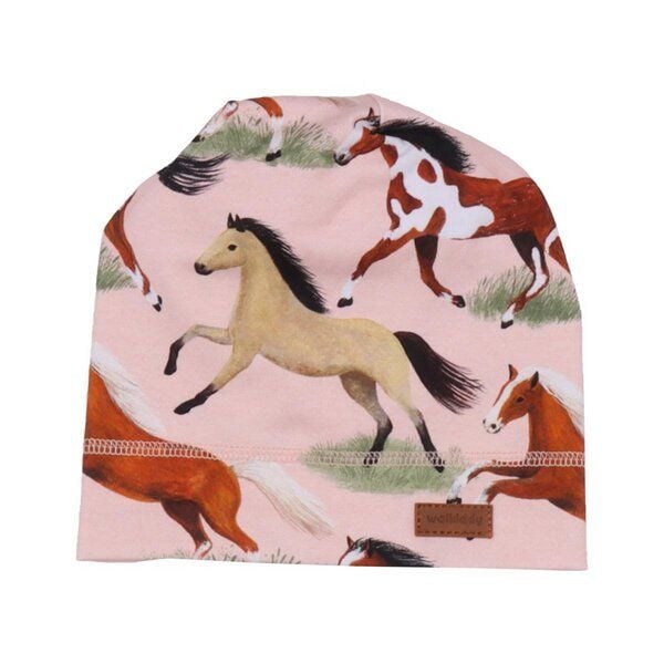 Kinder Mütze „The Horses“ aus Bio-Baumwolle in Rosa – GOTS-zertifiziert, Walkiddy von Walkiddy