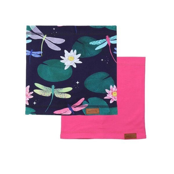 Kinder Schal Bio-Baumwolle GOTS "Colorful Dragonflies" rosa – weicher, veganer, fair produzierter Walkiddy Kinderschal für empfindliche Haut und nachhaltige Outfits von Walkiddy