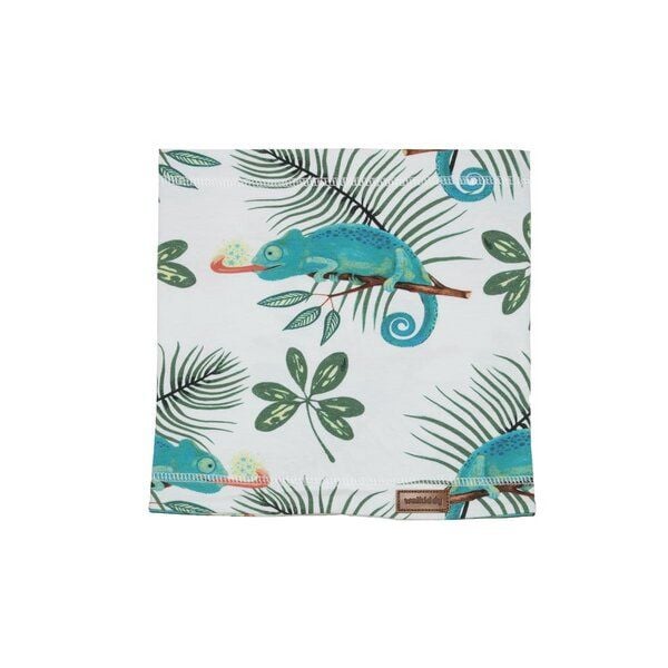 Kinder Schal Bio-Baumwolle Walkiddy „Chameleonland“ Grün, GOTS zertifizierter, weicher Baumwoll-Schal mit Chamäleon-Print, hautfreundlich, anschmiegsam, ideal für Übergangszeit, Kindergarten, Schule und als nachhaltiges Geschenk zur Geburt von Walkiddy