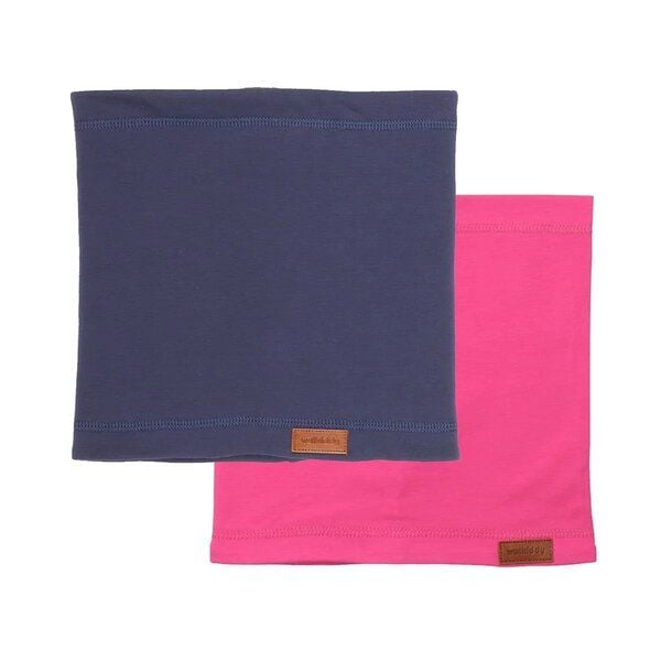 Kinder Schal GOTS-zertifiziert aus Bio-Baumwolle, navy & pink, doppellagig – Walkiddy, weich, hautfreundlich, nachhaltig & fair hergestellt von Walkiddy