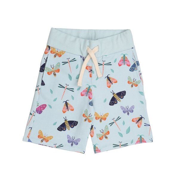 Kinder Shorts GOTS-zertifiziert aus Bio-Baumwolle hellblau mit Schmetterlings-Muster – Walkiddy von Walkiddy