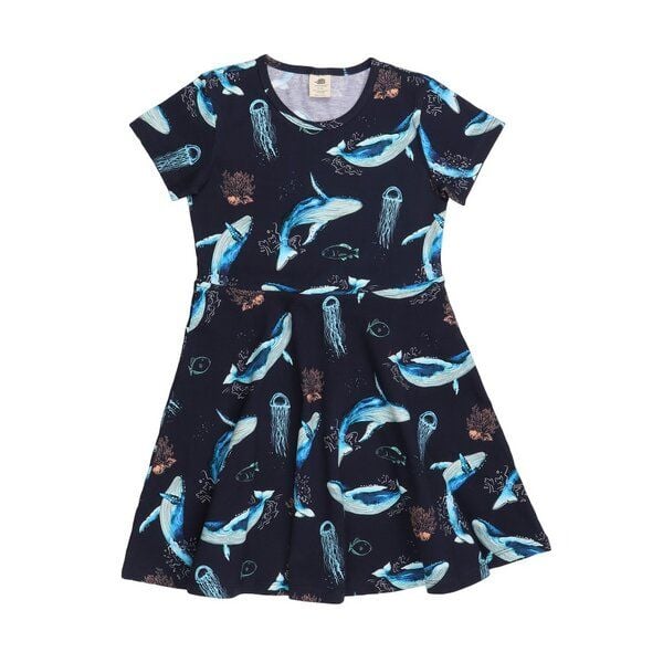 Kinder Sommerkleid „Dancing Whales“ aus Bio-Baumwolle – GOTS-zertifiziert, Walkiddy von Walkiddy