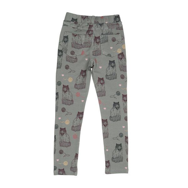 Kinder Sweat-Leggings GOTS-zertifiziert aus Bio-Baumwolle, grau mit Katzen-Print, elastischer Bund – Walkiddy, weich & bequem für jeden Tag von Walkiddy