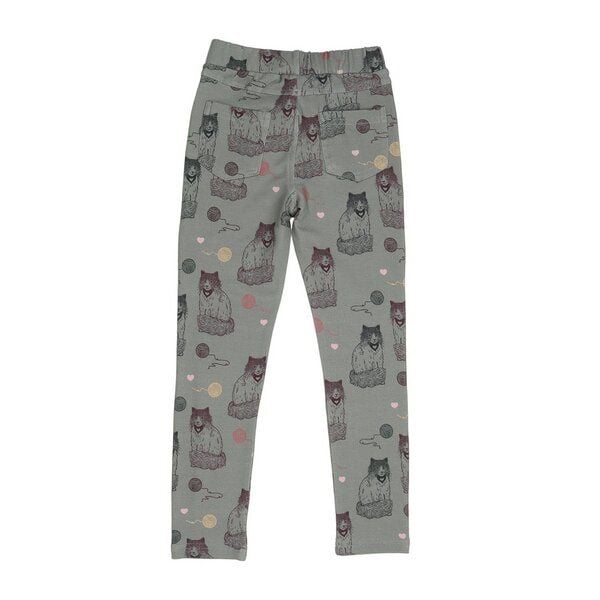 Kinder Sweat-Leggings GOTS-zertifiziert aus Bio-Baumwolle, grau mit Katzen-Print, elastischer Bund – Walkiddy, weich & bequem für jeden Tag von Walkiddy