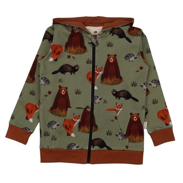 Kinder Sweatjacke Bio-Baumwolle Autumland-Print, Kapuzenjacke, GOTS-zertifiziert, kuschelig weich, ideal zum Überziehen und Layern im Alltag von Walkiddy von Walkiddy