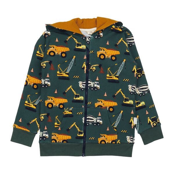 Kinder Sweatjacke Bio-Baumwolle Crazy Machines-Print, Kapuzenjacke, GOTS-zertifiziert, weich, robust, mit Reißverschluss – perfekt für kleine Tüftler von Walkiddy von Walkiddy