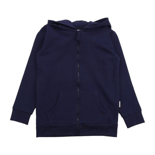 Kinder Sweatjacke GOTS zertifiziert, Bio-Baumwolle, dunkelblau, „Abyssal Depths“, Kapuze, weich – Walkiddy von Walkiddy