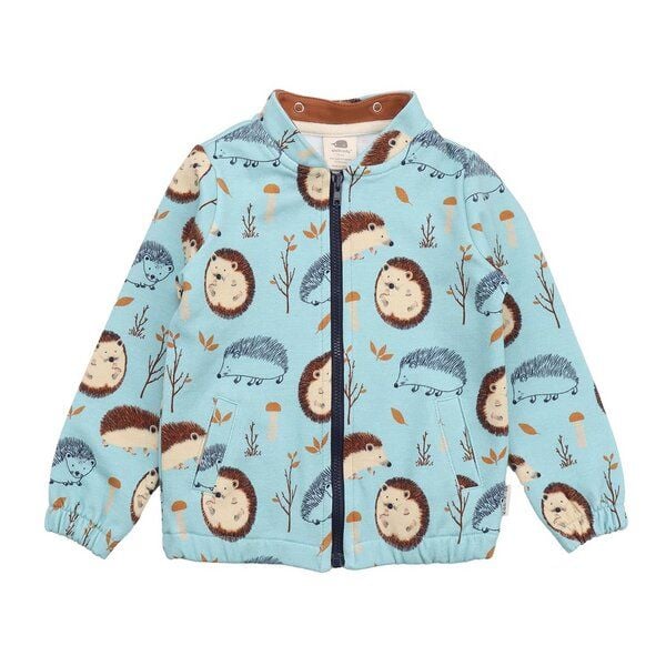 Kinder Sweatjacke – Reißverschluss & Kapuze, Hellblau mit Igelmotiv, bequem, alltagstauglich | Walkiddy von Walkiddy