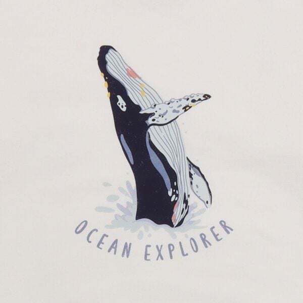 Kinder Sweatshirt Bio-Baumwolle Jumping Whales Walkiddy, GOTS-zertifiziert, kuschelweich, vegan, fair produziert, maritimer Allover-Print für kleine Entdecker innen von Walkiddy