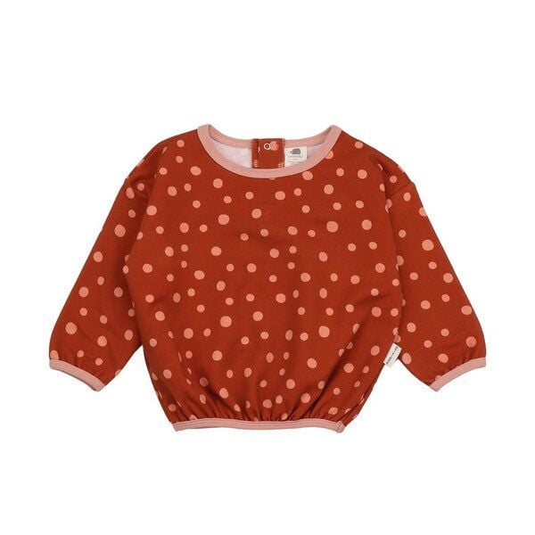 Kinder Sweatshirt GOTS zertifiziert, Bio-Baumwolle, braun, Punkte-Muster, weich, bequemer Schnitt – Walkiddy von Walkiddy