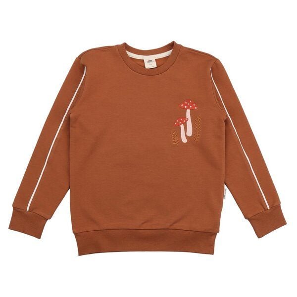 Kinder Sweatshirt GOTS-zertifiziert aus Bio-Baumwolle, braun mit Herbstblättern, langarm – Walkiddy, weich & hautfreundlich von Walkiddy