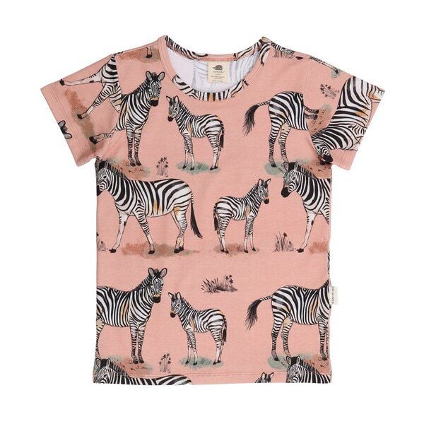 Kinder T-Shirt GOTS-zertifiziert aus Bio-Baumwolle rosa mit Zebrafamilien-Motiv – Walkiddy von Walkiddy