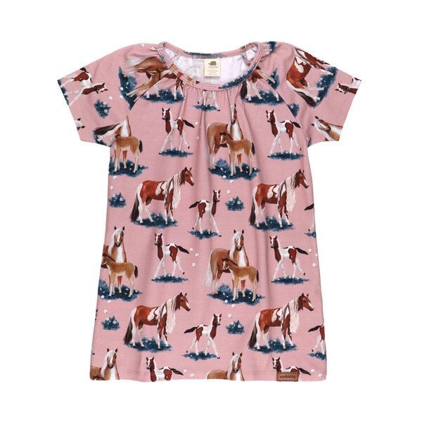 Kinder Tunika „Little & Big Horses“ aus Bio-Baumwolle in Rosa – GOTS-zertifiziert, Walkiddy von Walkiddy