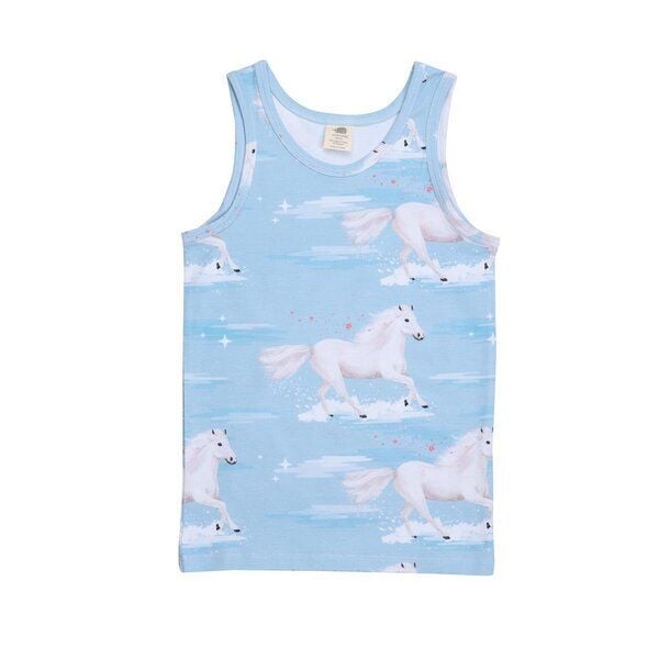 Kinder Unterhemd GOTS-zertifiziert aus Bio-Baumwolle hellblau mit Pferde-Motiv – Walkiddy von Walkiddy