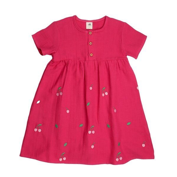 Kleid Kinder Bio-Baumwolle Carmine Rot – festliches Walkiddy Jersey-Kleid für Kita & Familienfeste – nachhaltige, hautfreundliche & langlebige Qualität von Walkiddy von Walkiddy