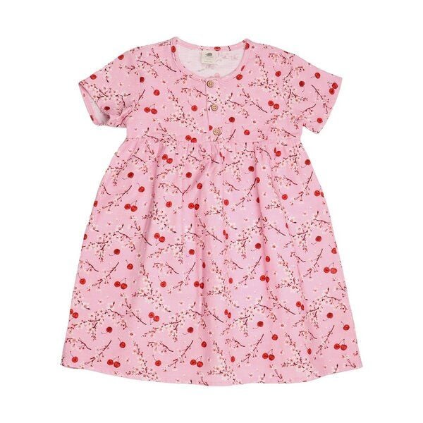 Kleid Kinder Bio-Baumwolle Cherries & Blossoms – sommerliches Walkiddy Kleid mit schwingendem Rock – nachhaltige, hautfreundliche & langlebige Qualität von Walkiddy von Walkiddy