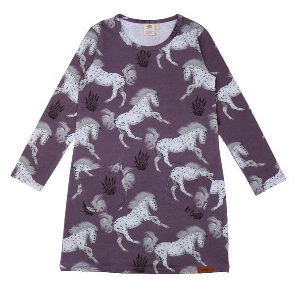 Kleinkinder Langarmtunika „Schimmel Pferde“ Lila aus GOTS-zertifizierter Bio-Baumwolle – Walkiddy von Walkiddy