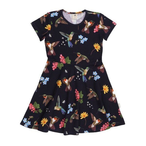 Kleinkinder Sommerkleid mit Kolibri- und Blumenprint aus Bio-Baumwolle – Walkiddy von Walkiddy